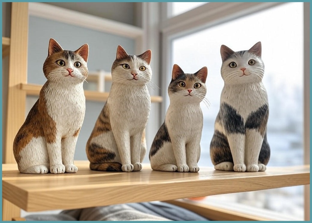 Sunwer 북유럽풍 세라믹 고양이 네가족 인테리어소품