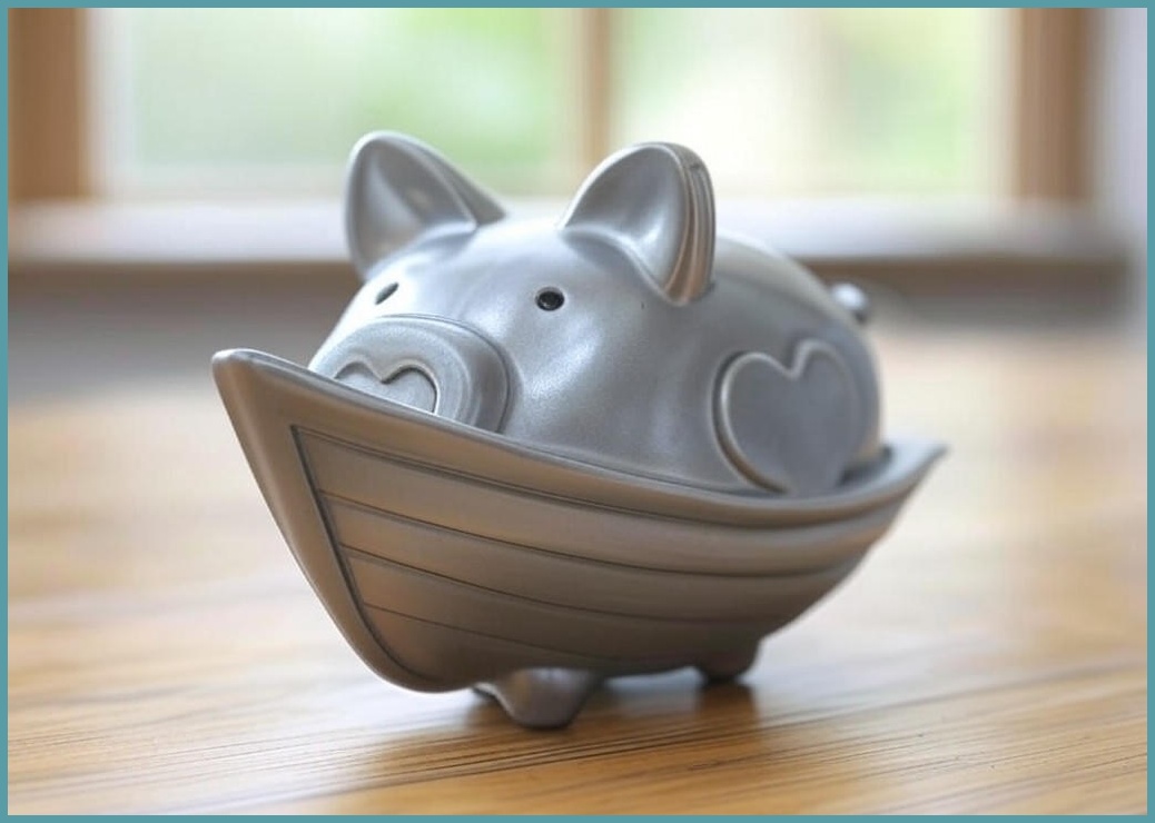 리틀보트 하트 베어브릭 세라믹 장식 저금통, 실버