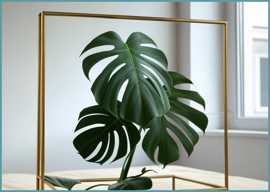 미나박스 북유럽 스타일 몬스테라 액자, 골드메탈, 1개