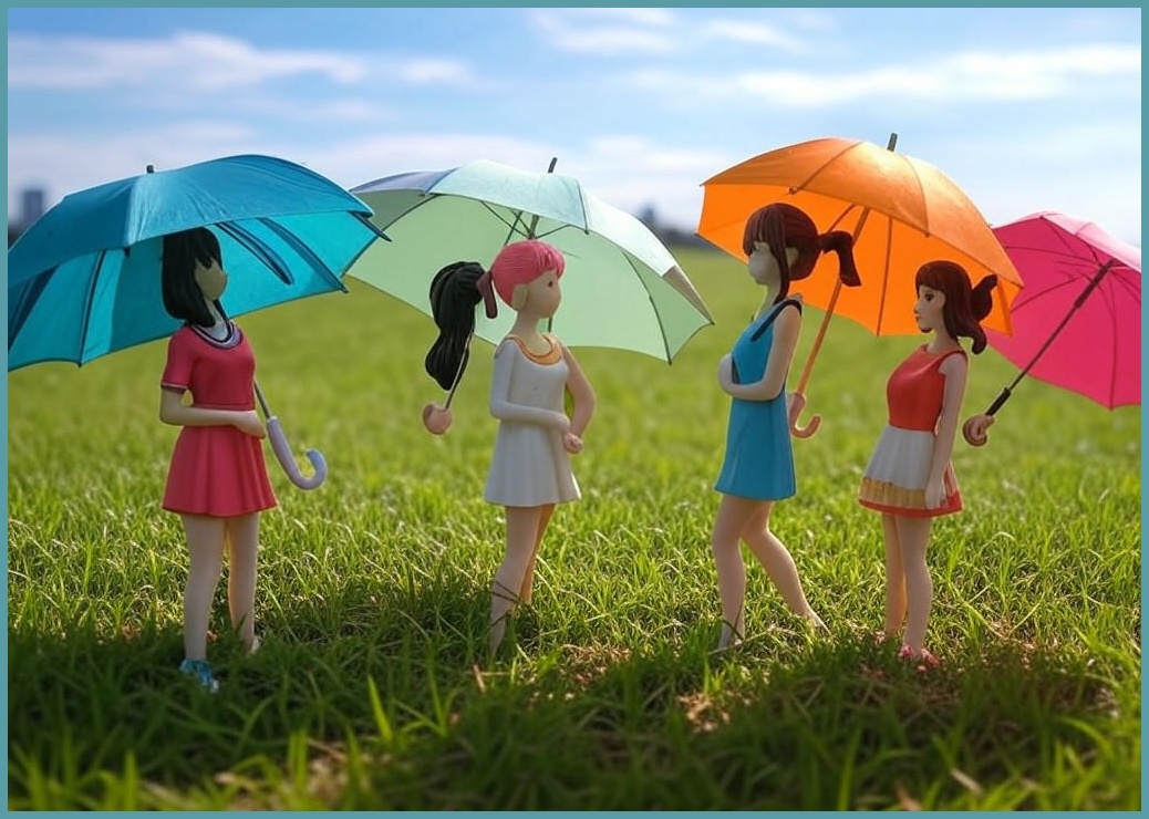 미니 우산 소녀 피규어 4종 세트