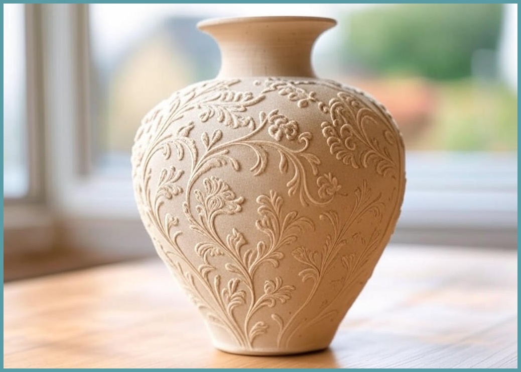 베이지 샌드 도자기 화병