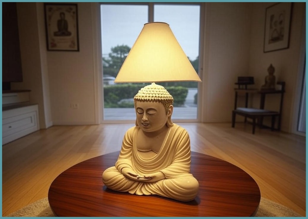 석가모니 부처상 타타가타 세라믹 램프 원형 거실 향 베란다 조각