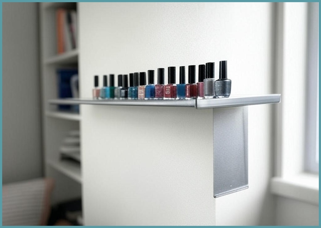 선반킹 네일선반 폭이좁은 메탈 벽선반 네일진열장 LP선반 벽책꽂이, 실버무광, 1단