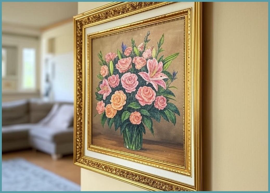 소품 포스터 꽃그림 인테리어 액자 골드디자인 거실