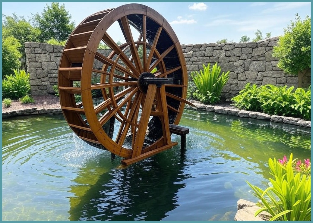 솔라콤 태양광 쉬운 설치 분수대 물레방아