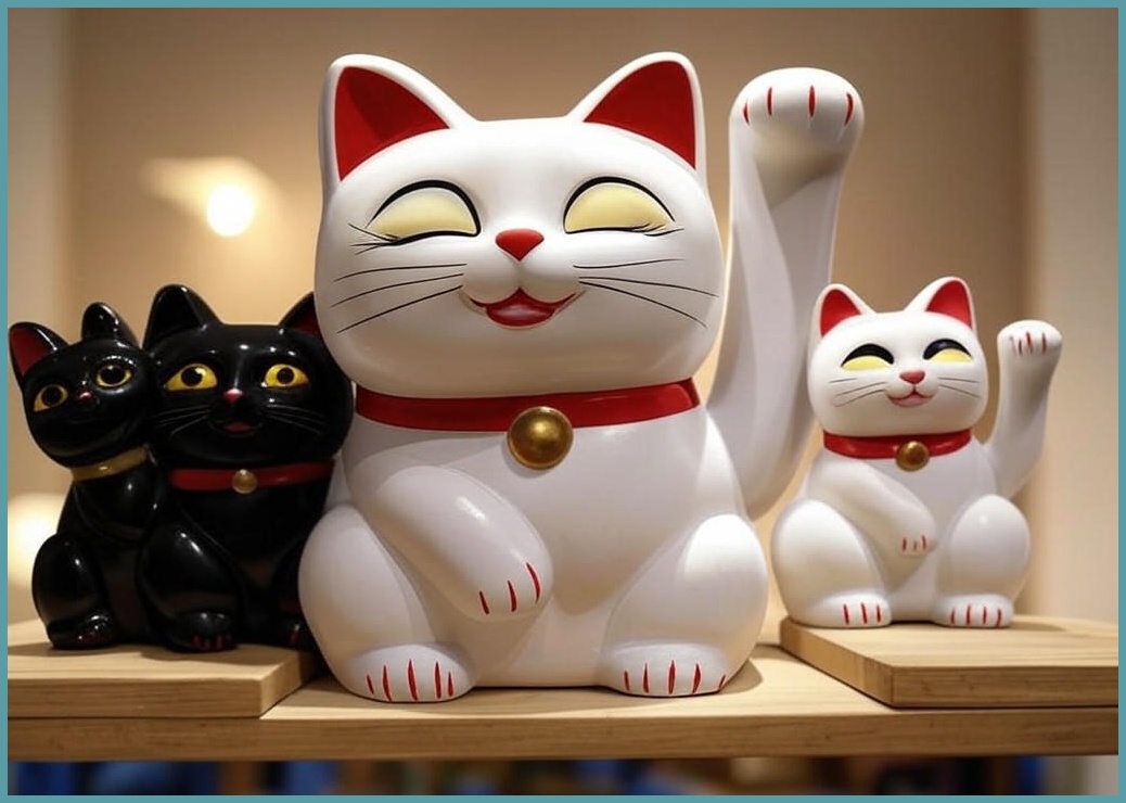 스톤베어 마네키네코 복고양이 노호혼 손 흔드는 고양이 3종 세트