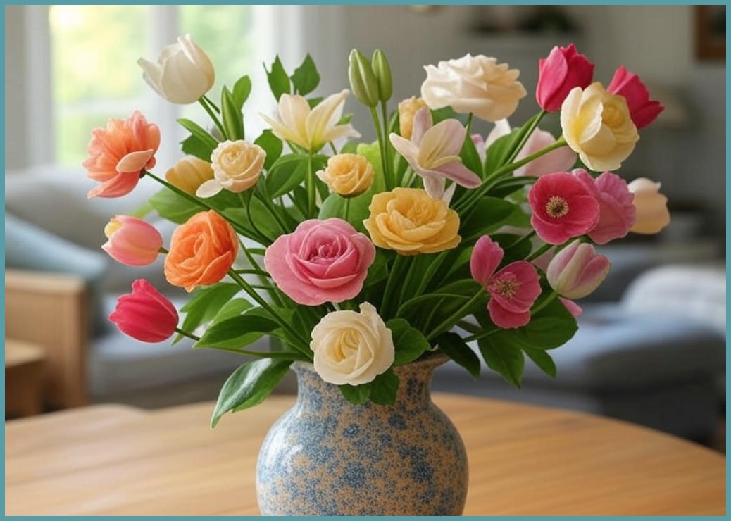 실내 장식용 인조꽃 + 화병 세트