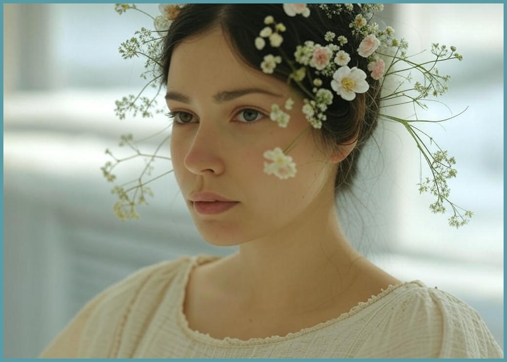 아트블루 꽃의 여인 인물 추상화 북유럽 감성 그림 인테리어 액자, 13_꽃 머리 여인