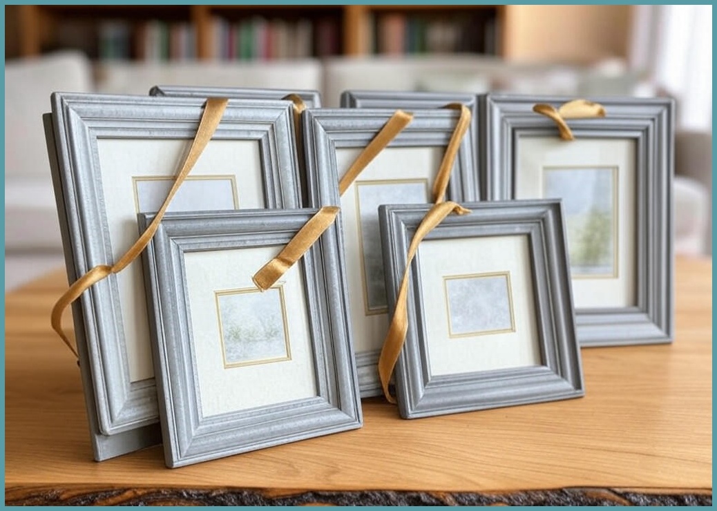 엔틱 쁘띠 골드리본 그레이 액자 5종 포토 프레임 장식 인테리어 소품 아이디어 상품