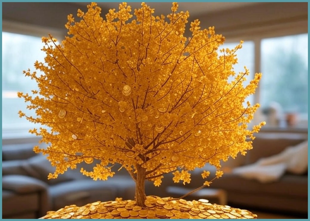 [인메이블] 돈들어오는 돈나무 그림 황금 별나무 와이드 캔버스 액자 거실 인테리어 풍수 인테리어, 골드 올림액자