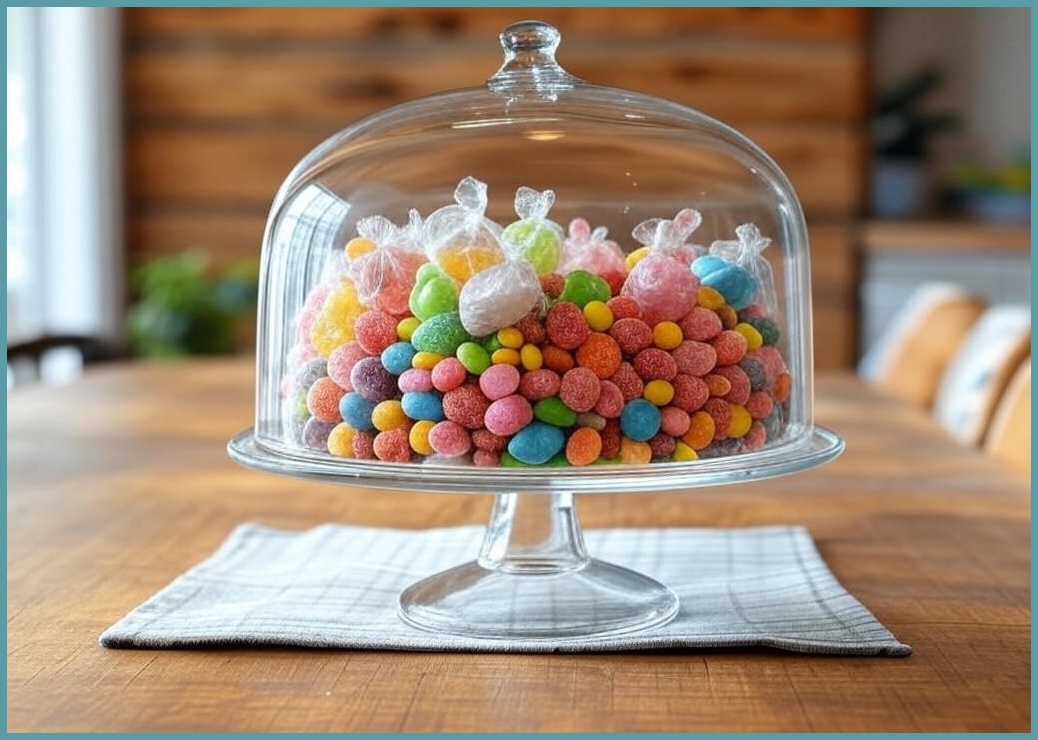 주방 홈카페 데코용 디저트 사탕보관 진열 글라스돔 / 케잌접시, 1개
